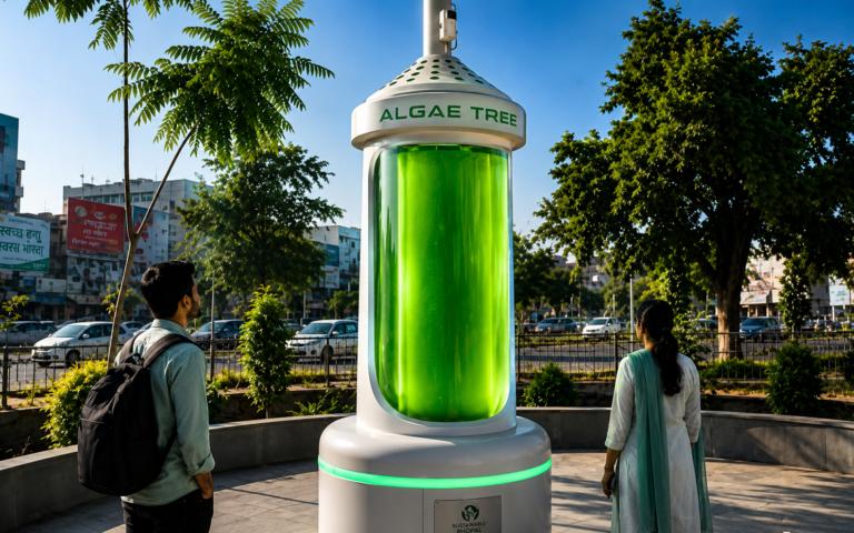 India’s First “Algae Tree” in Bhopal: A Green Machine That Absorbs CO₂ Like 25 Trees 🌿
