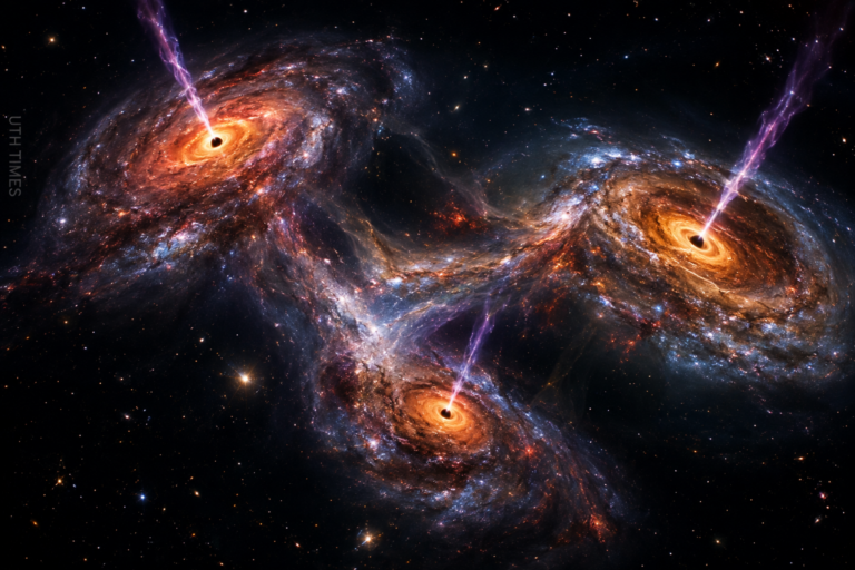 Three Supermassive Black Holes Caught Colliding: A Rare Cosmic Event That Is Shaking Space-Time